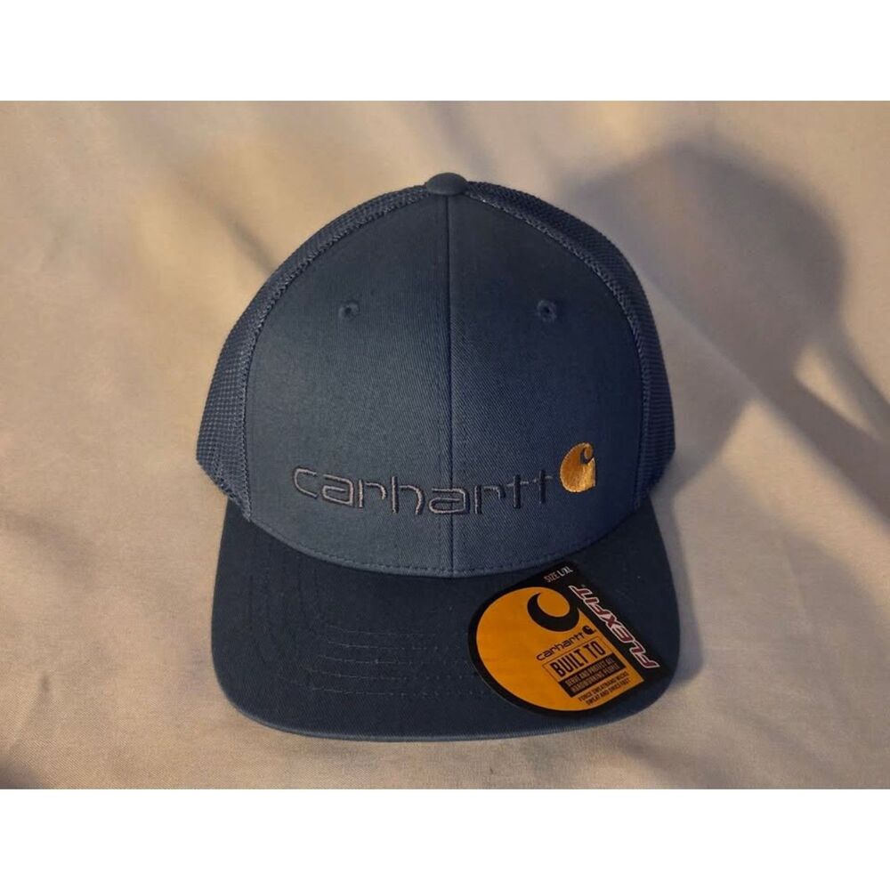 Carhartt Blue FlexFit Mesh Back Logo Hat Fitted Cap L/XL